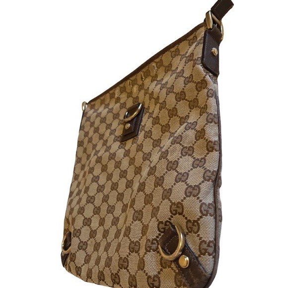 Gucci Logo Abbey GG Pattern D-Ring Canvas/Leather Crossbody Shoulder Bag Brown - Picture 9 of 16